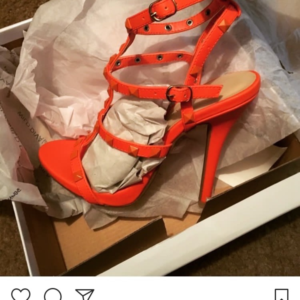 Orange studded caged heels - Picture 2 of 2